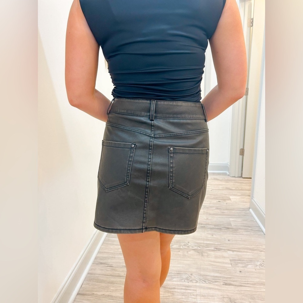 RD Style Black Distressed Faux Leather Skirt S Small - Picture 4 of 12